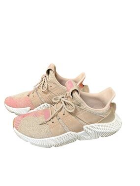 Adidas Unisex Beige and Pink Knit Running Sneakers